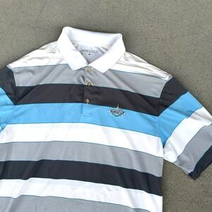 Nike Mens Salem Club Golf Polo Shirt Large Dri-Fit UV Blue Striped